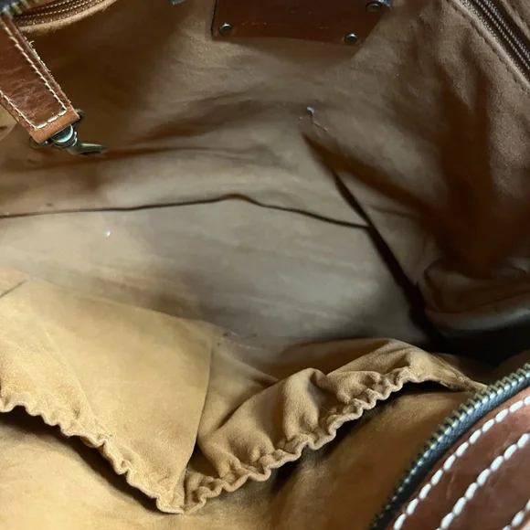 Patricia Nash Embossed Tan Leather Briefcase purse - Picture 8 of 11